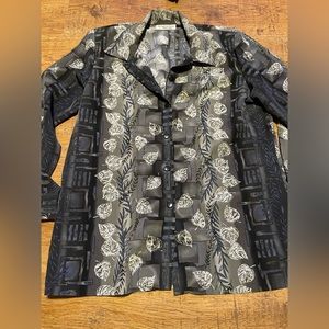 Kensington vintage silver leaf button down top M - L